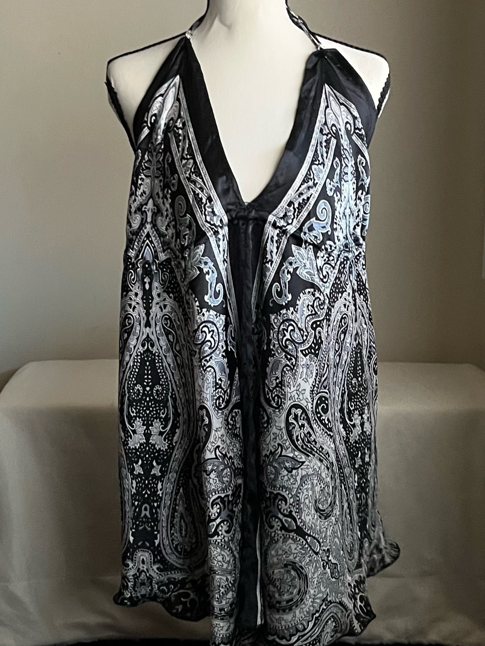Black & White Paisley Halter Dress